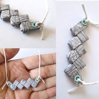 Cream and Green Necklace - Eco Chic On A Hemp Cord - Thumbnail 2