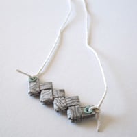 Cream and Green Necklace - Eco Chic On A Hemp Cord - Thumbnail 3