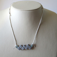 Cream and Green Necklace - Eco Chic On A Hemp Cord - Thumbnail 1