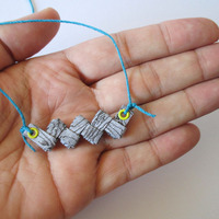 Security Envelope Necklace Accented With Teal and Green - Thumbnail 2