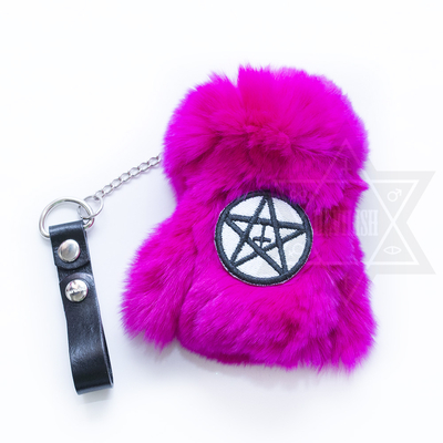 Pentacle fur coat key holder(Hot pink)