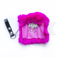Pentacle fur coat key holder(Hot pink) - Thumbnail 1