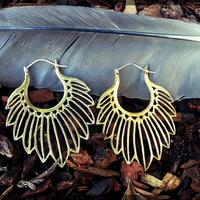Native Feather Head Trace Earrings - Thumbnail 1