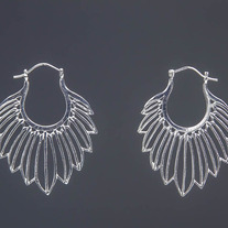 Native Feather Head Trace Earrings (Silver)