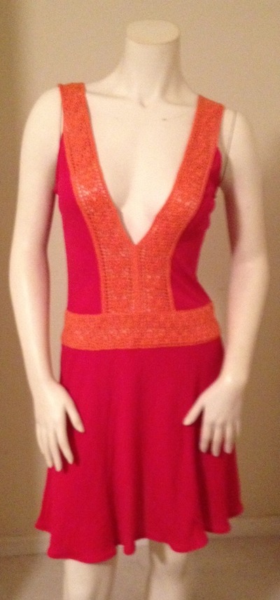 Bcbg silk and crochet knit dress