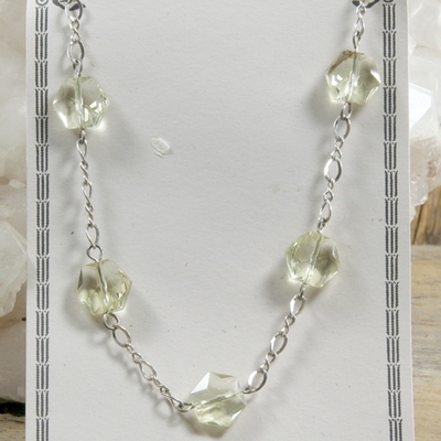 Lemon citrine on silver chain necklace