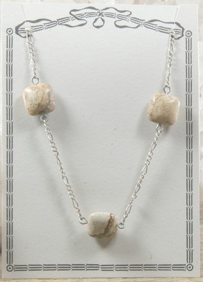 Picture Jasper on Silver Chain Necklace