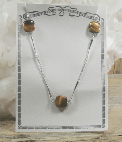 Tiger Eye on Silver Chain Necklace