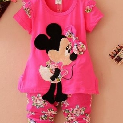 Girls pink minnie mouse 2-pcs pant outfit