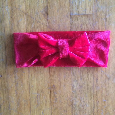 Velvet bow headwrap in red