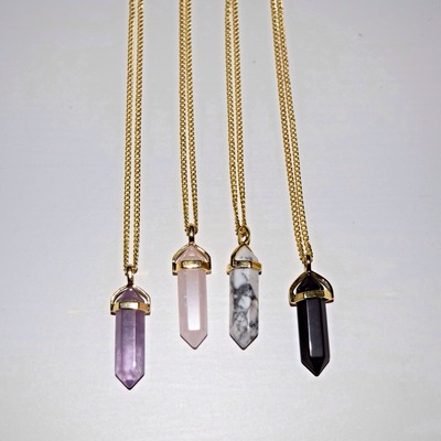 [sale] pointed crystal necklace (gold plated)