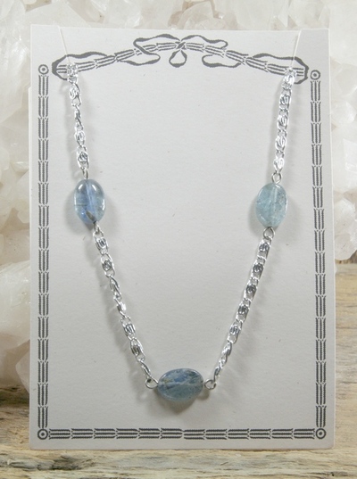 Blue Kyanite on Silver Chain Necklace