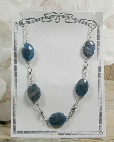 Blue Apatite on Silver Chain Necklace