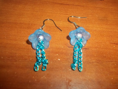 Blue lucite flower earrings