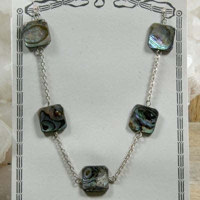 Abalone shell on silver chain necklace