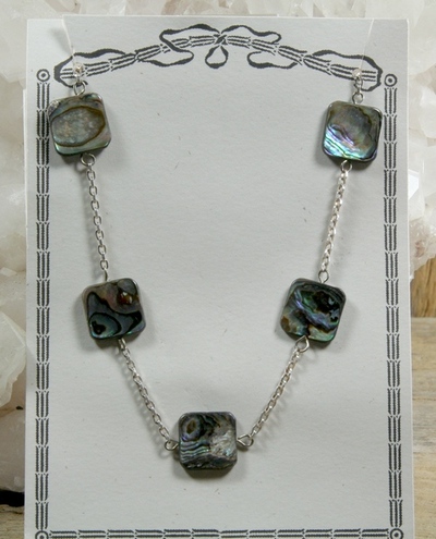 Abalone Shell on Silver Chain Necklace
