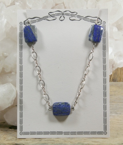 Lapis on Silver Chain Necklace