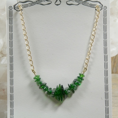 Chrome diopside on gold filled chain 
