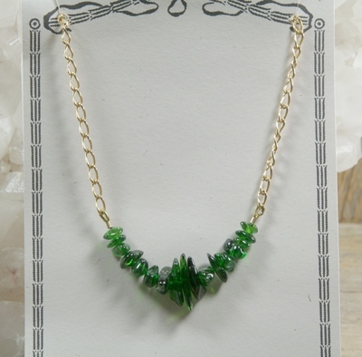 Chrome Diopside on Gold Filled Chain 