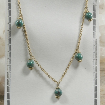 Malachite with pyrite on gold filled chain