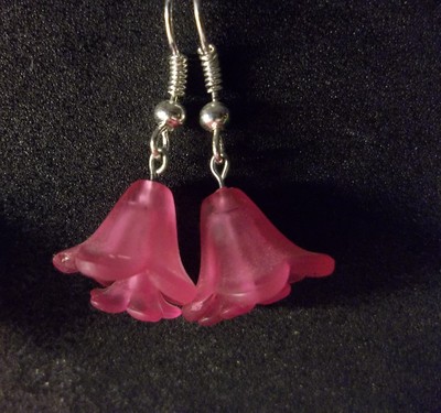Pink lucite flower earrings