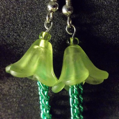 Green lucite flower earrings