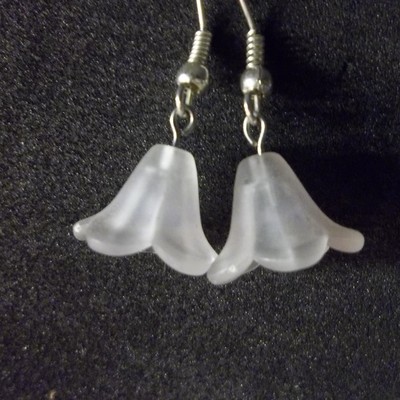 White lucite flower earrings