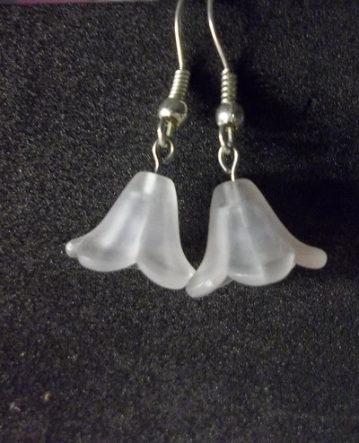 White lucite flower earrings