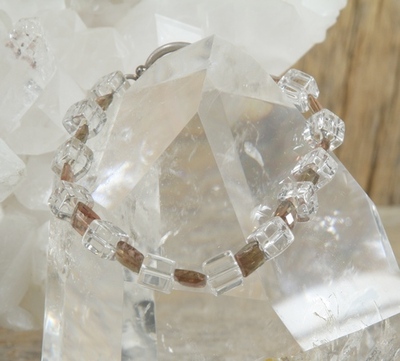 Herkimer Diamond and Andalusite Bracelet