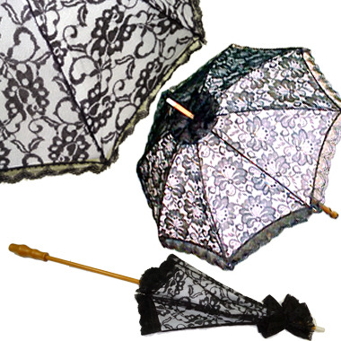 9904. Parasol Umbrella /Black Lace