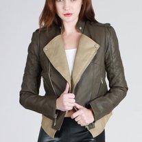 Contrast Leather Jacket