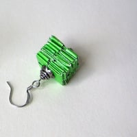 Rescued Green Gift Wrap Earrings - Thumbnail 1
