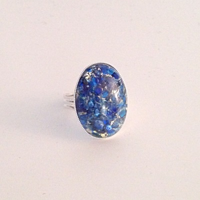 Large cobalt blue opal ring