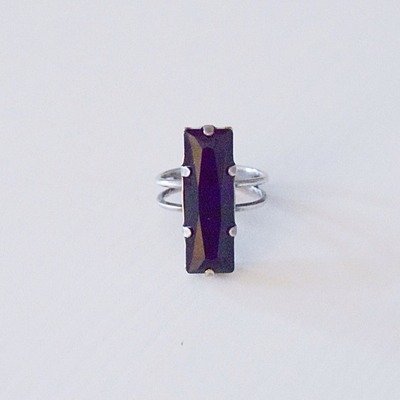 Jet black swarovski crystal ring