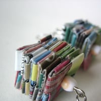 Paper Earrings - Embellshed With Shell Beads - Thumbnail 1