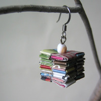 Paper Earrings - Embellshed With Shell Beads - Thumbnail 3