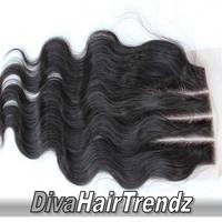 3 Part Swiss Lace Closure (4"x4") Brazilian Body Wave Closure *Free Shipping* - Thumbnail 1