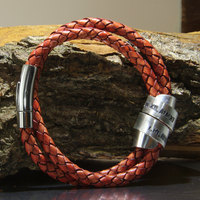 Graduation Bracelet, Custom Graduation, Graduation Scroll Bracelet, Personalized Graduation Gift, Custom Mens Engraved Leather Bracelet - Thumbnail 1