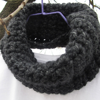 Charcoal grey chunky cowl