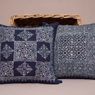 Indigo batik pillow covers