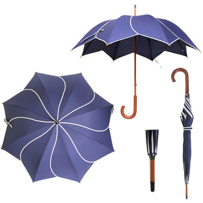 Swirl flower umbrella/navy