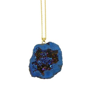Large Titanium Cobalt Geode Necklace