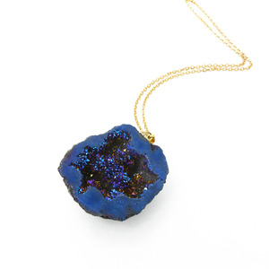 Large Titanium Cobalt Geode Necklace - Thumbnail 2