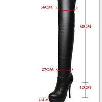 Edith - Stiletto Heel Over Knee Thigh High Boots Dress Comfy Worldwide Shipping - Thumbnail 1
