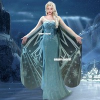 C737 Movies Frozen Snow Queen Elsa Cosplay Costume Deluxe corset only tailor - Thumbnail 2