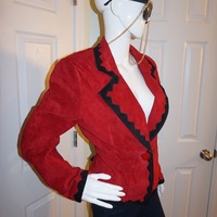 Vintage Pia Red/black Suede Leather Blazer size M - Thumbnail 1