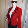 Vintage Pia Red/black Suede Leather Blazer size M-2