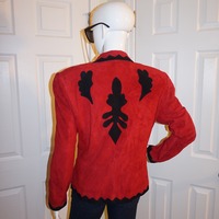 Vintage Pia Red/black Suede Leather Blazer size M - Thumbnail 3