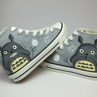 Cartoon cat canvas painted shoes - Thumbnail 1
