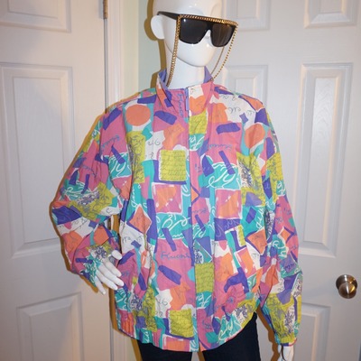 Vintage liz sport pink/purple/green bomber jacket size 1x